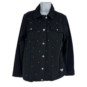 Quacker Factory Rhinestone Embellished Trucker Jacket Size M